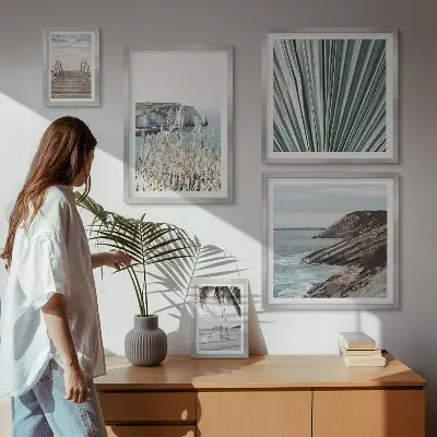 Bilderset für das Sofa mit Tropenstrand-Motiv