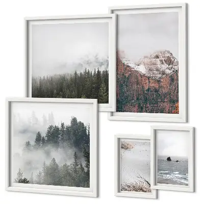 Bildergalerie-Set für die Wand mit Motiven von Landschaften, Bergen, Wäldern und Wolken