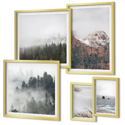 Bildergalerie-Set für die Wand mit Motiven von Landschaften, Bergen, Wäldern und Wolken