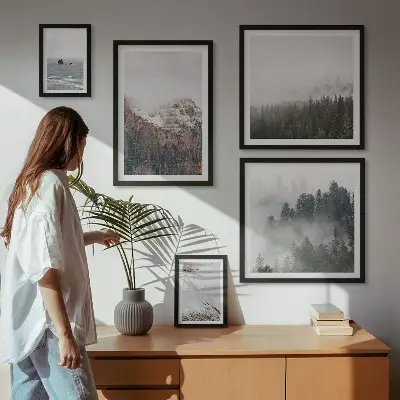 Bildergalerie-Set für die Wand mit Motiven von Landschaften, Bergen, Wäldern und Wolken
