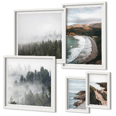 Modernes wandbilder-set Küstenlandschaften, Bergwälder