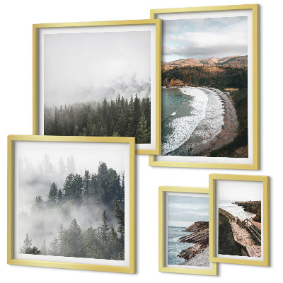 Modernes wandbilder-set Küstenlandschaften, Bergwälder