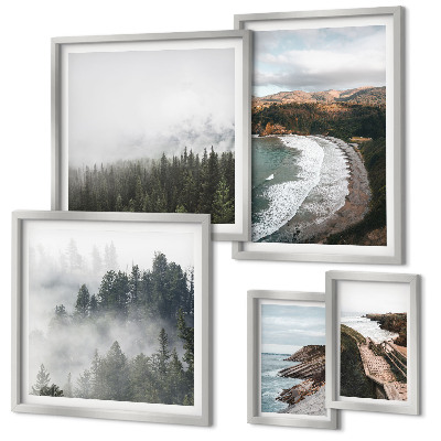 Modernes wandbilder-set Küstenlandschaften, Bergwälder
