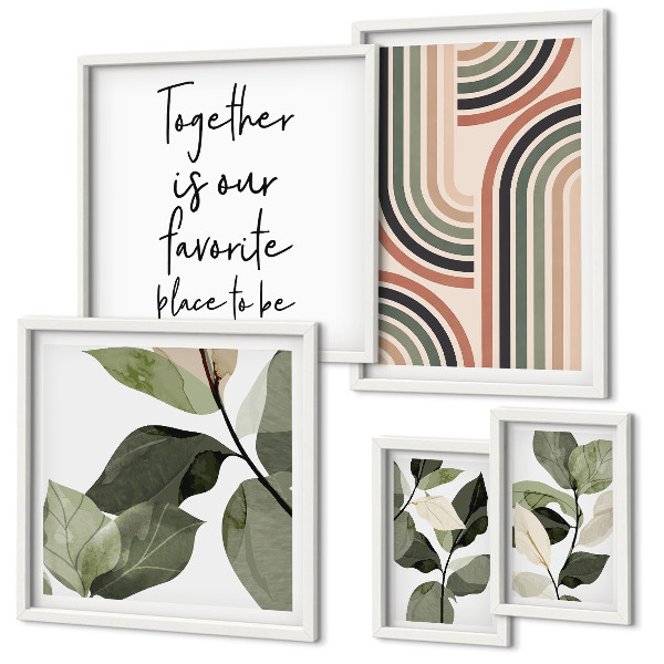 Modernes wandbilder-set Stilvolle florale Akzente, geometrische