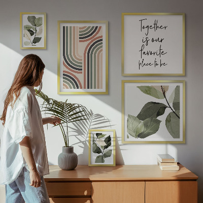 Modernes wandbilder-set Stilvolle florale Akzente, geometrische