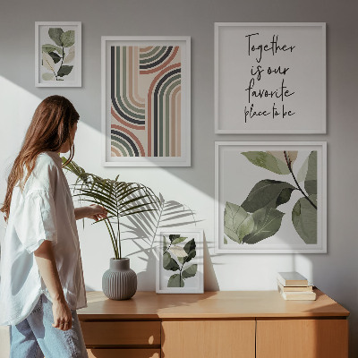 Modernes wandbilder-set Stilvolle florale Akzente, geometrische