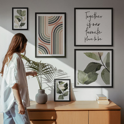 Modernes wandbilder-set Stilvolle florale Akzente, geometrische
