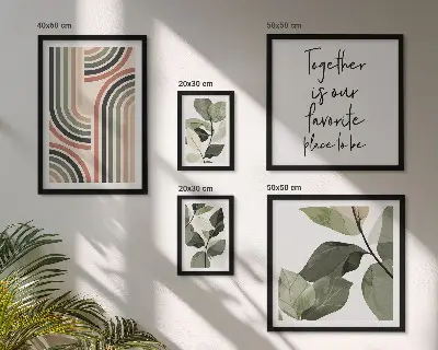Modernes Wandbilder-Set stilvolle florale und geometrische Akzente