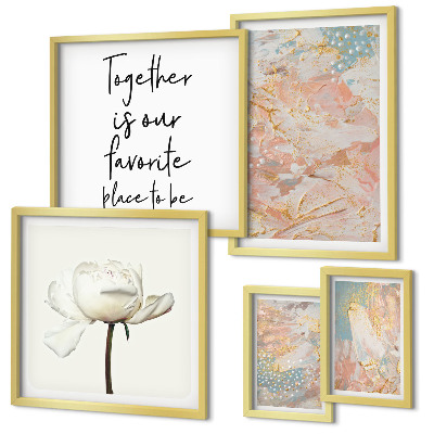 Modernes wandbilder-set Abstrakte Blumen mit Slogans