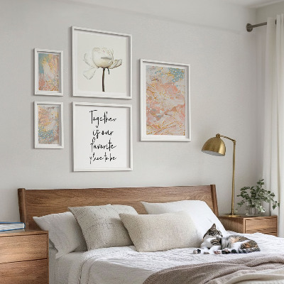 Modernes wandbilder-set Abstrakte Blumen mit Slogans