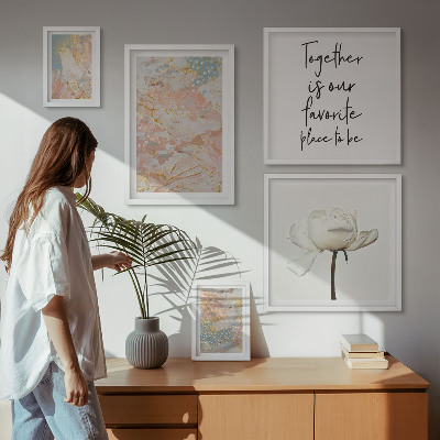 Modernes wandbilder-set Abstrakte Blumen mit Slogans