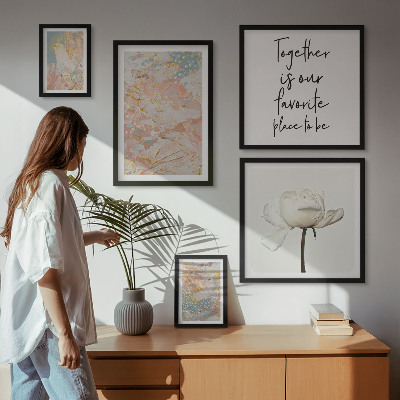 Modernes wandbilder-set Abstrakte Blumen mit Slogans