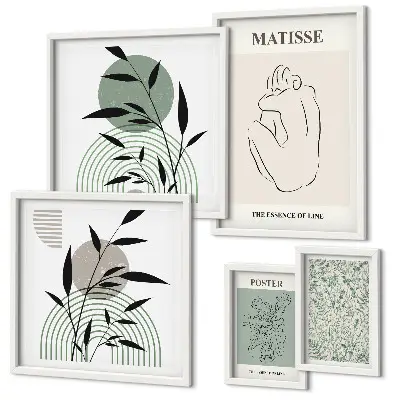 Bildergalerie-Set für die Wand mit stilvollen Pflanzengrafiken
