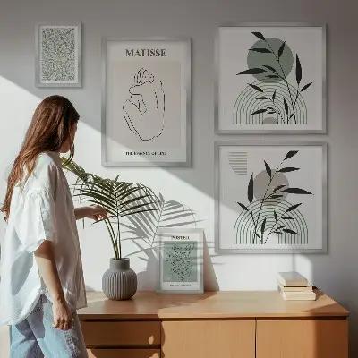 Bildergalerie-Set für die Wand mit stilvollen Pflanzengrafiken