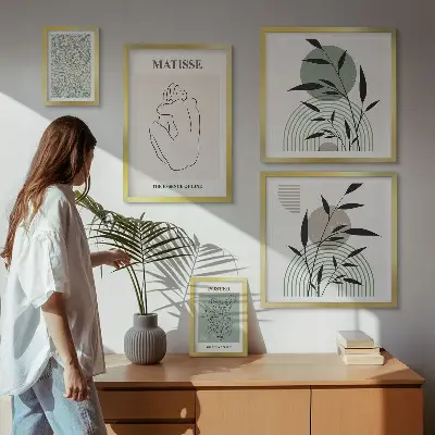 Bildergalerie-Set für die Wand mit stilvollen Pflanzengrafiken