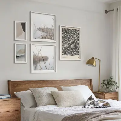 Minimalistisches Naturkunst-Bilderset für das Sofa