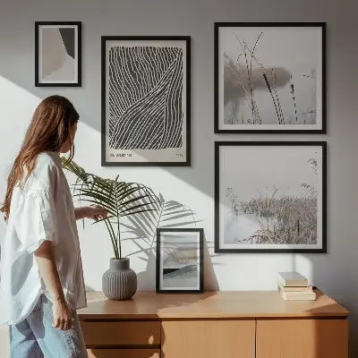 Minimalistisches Naturkunst-Bilderset für das Sofa
