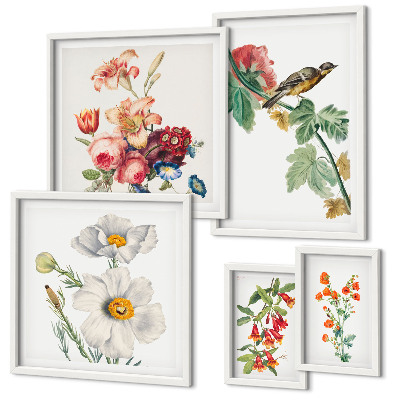 Bildergalerie-set für die wand Blumen- und Vogel-Vintage-Dekorationen