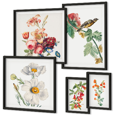 Bildergalerie-set für die wand Blumen- und Vogel-Vintage-Dekorationen
