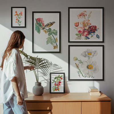 Bildergalerie-set für die wand Blumen- und Vogel-Vintage-Dekorationen