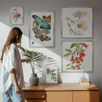 Bildergalerie-set für die wand Blumen, Schmetterlinge, Vögel, Vintage-Dekorationen