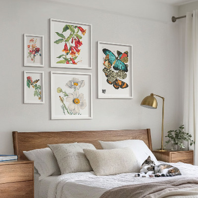 Bildergalerie-set für die wand Blumen, Schmetterlinge, Vögel, Vintage-Dekorationen