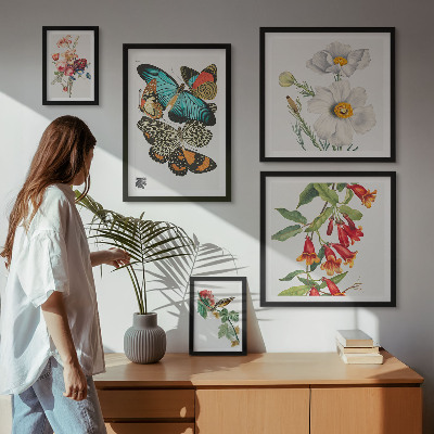 Bildergalerie-set für die wand Blumen, Schmetterlinge, Vögel, Vintage-Dekorationen