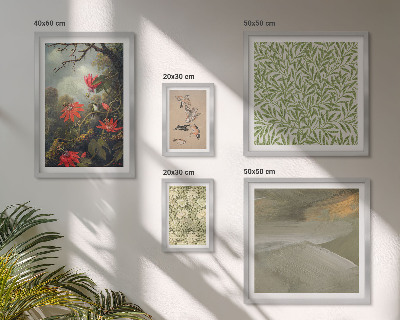 Modernes wandbilder-set Blumen, Vögel, Naturmotive