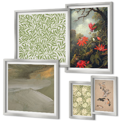 Modernes wandbilder-set Blumen, Vögel, Naturmotive