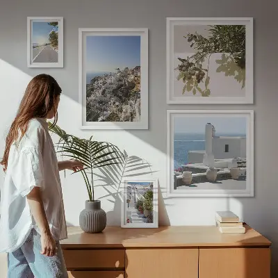 Bilderset fürs Sofa mit malerischen Ausblicken auf Santorini