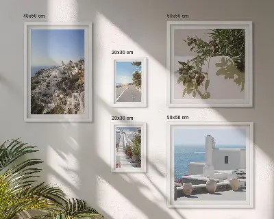 Bilderset fürs Sofa mit malerischen Ausblicken auf Santorini