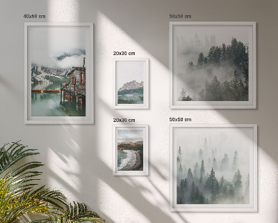 Modernes wandbilder-set Berglandschaften, Hütten, Wasser