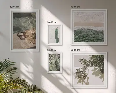 Bilderset fürs Sofa mit sommerlichen Pflanzen für Wasser und Entspannung