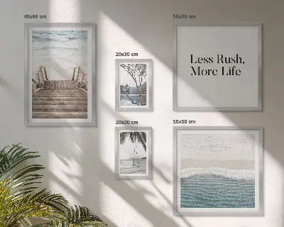 Bildergalerie-Set für die Wand mit Motiven von Stränden, Ruhe und Meerblick