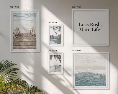 Bildergalerie-Set für die Wand mit Motiven von Stränden, Ruhe und Meerblick