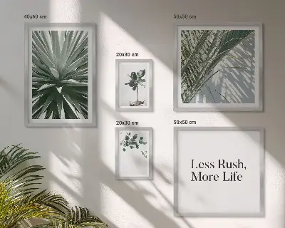 Modernes Wandbilder-Set mit Motiv grüner Blätter