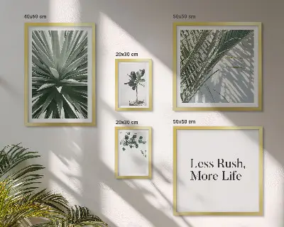 Modernes Wandbilder-Set mit Motiv grüner Blätter