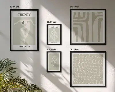 Bilderset fürs Sofa mit stilvollen abstrakten grünen Grafiken
