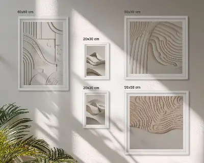 Wandbilder-Set mit abstrakten beigen und weißen Strukturen