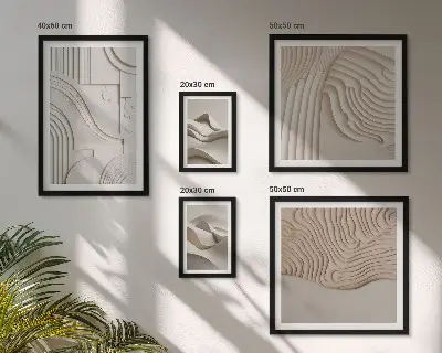 Wandbilder-Set mit abstrakten beigen und weißen Strukturen