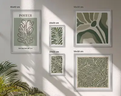 Modernes Wandbilderset mit abstrakten Boho-Pflanzenformen