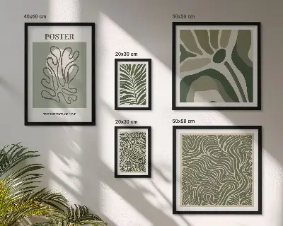 Modernes Wandbilderset mit abstrakten Boho-Pflanzenformen