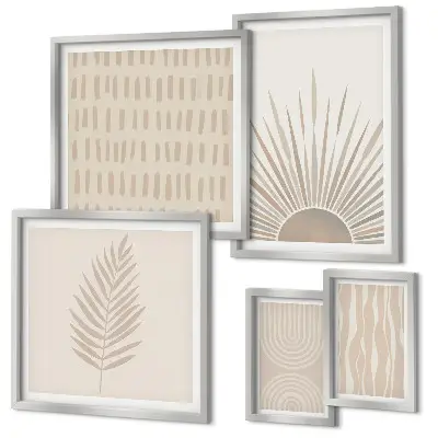 Bildergalerie-Set für die Wand stilvolle Dekorationen mit Motiven aus Natur und Geometrie