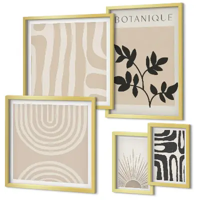 Modernes Wandbilder-Set mit stilvollen neutralen Pflanzenmotiven
