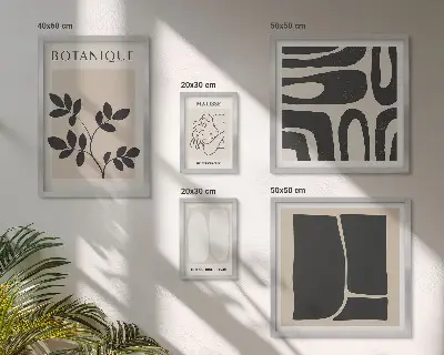 Bildergalerie-Set für die Wand mit stilvollen abstrakten Pflanzengrafiken