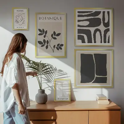 Bildergalerie-Set für die Wand mit stilvollen abstrakten Pflanzengrafiken