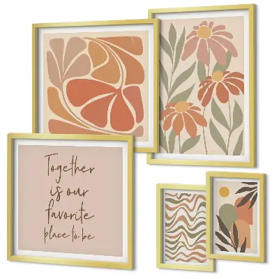 Bildergalerie-Set für die Wand mit stilvollen Naturblumenmotiven
