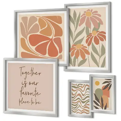 Bildergalerie-Set für die Wand mit stilvollen Naturblumenmotiven