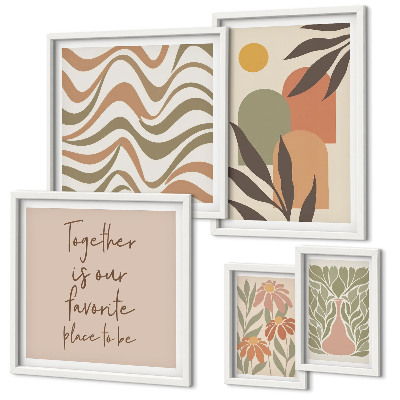 Modernes wandbilder-set Stilvolle pastellfarbene Pflanzendekorationen