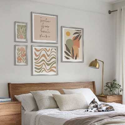 Modernes wandbilder-set Stilvolle pastellfarbene Pflanzendekorationen